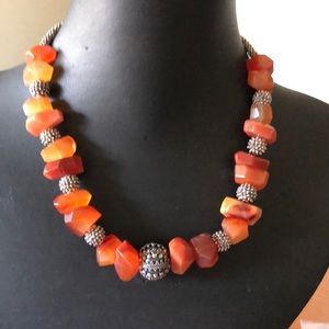 Carnelian and Silver Necklace—NWOT